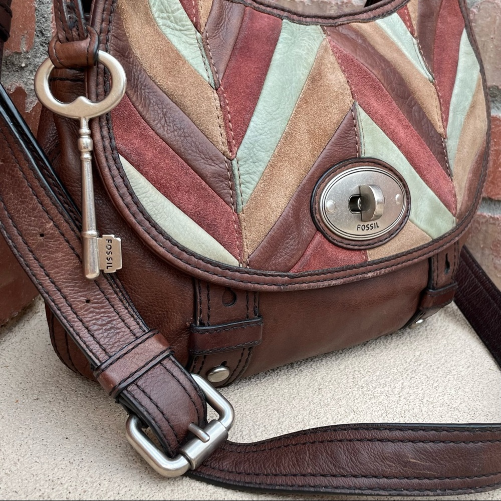 Fossil”Maddox”Bag Bundle Patchwork Multicolor Lea… - image 6